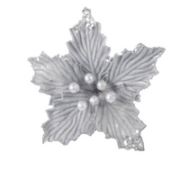 Davies Products Decoration Poinsettia Silver 25cm