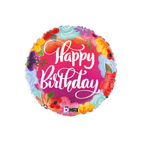 Grabo Birthday Bright Flowers 18" Foil Balloon