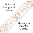 Oaktree Banner Sparkling Fizz Age 50 Rose Gold 9ft