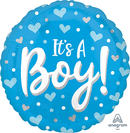 Anagram It's A Boy Hearts & Dots 18" Foil Balloon