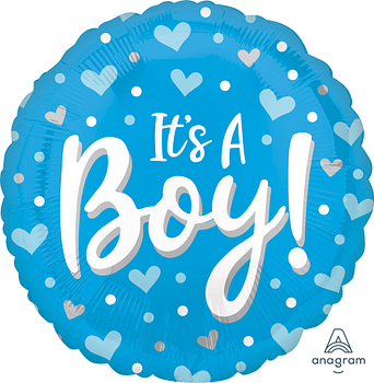 Anagram It's A Boy Hearts & Dots 18" Foil Balloon