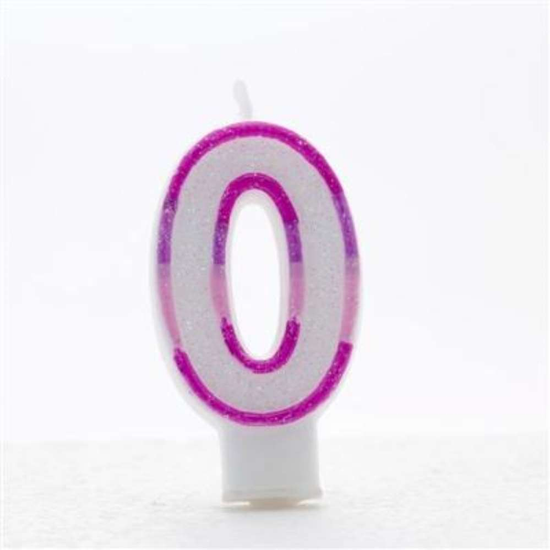 APAC Party Candle Number 0 Glitter Pink