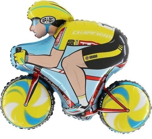 Yellow Racing Cyclist Bike 34" Foil Balloon