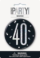 Unique Badge Black Glitz Age 40 3