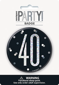 Unique Badge Black Glitz Age 40 3