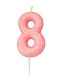 Creative Party Candle Number 8 Glitter Pink 7cm