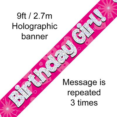 Oaktree Banner Birthday Girl Pink 9ft