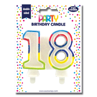 Eurowrap Party Candle Age 18 Rainbow Glitter