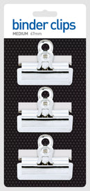 County Stationery 67mm binder clips in a 12-pack, showing metal clips with black handles on a clean surface.