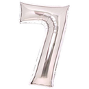 Silver 34-inch Anagram foil balloon shaped as the number 7, perfect for celebrations and decorations.