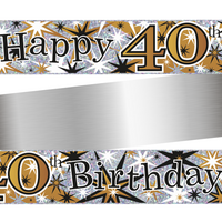 Simon Elvin Banner Age 40 Gold & Black 9ft