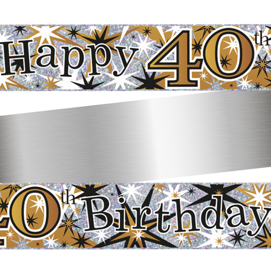 Simon Elvin Banner Age 40 Gold & Black 9ft
