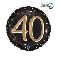 Grabo Age 40 Black & Gold 18" Foil Balloon