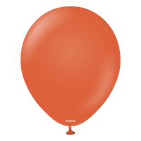 Kalisan Retro Rust Orange 18-inch latex balloons, 25-pack, perfect for decorating and party decor in vibrant orange color.