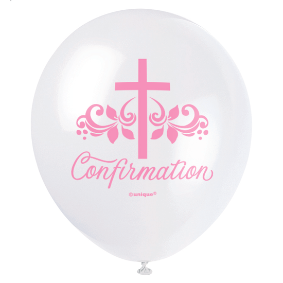 Unique Confirmation Pink 12" Latex Balloons 8pk