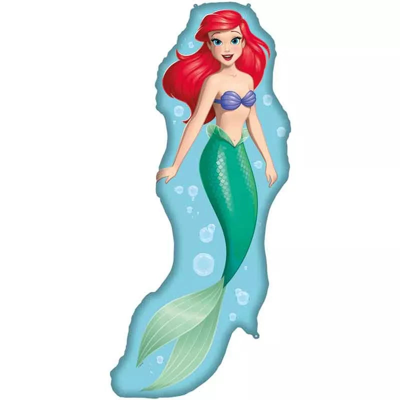 Procos Disney Ariel 39-inch foil balloon featuring colorful underwater scene with Ariel the mermaid from The Little Mermaid.