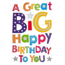 Six Simon Elvin birthday cards from the C50 Everyday Birthday pack, featuring colorful designs and greeting messages.