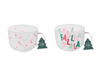 Gem Imports 2 Pack Mug Festive Print Glass
