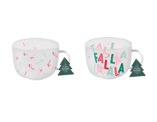 Gem Imports 2 Pack Mug Festive Print Glass
