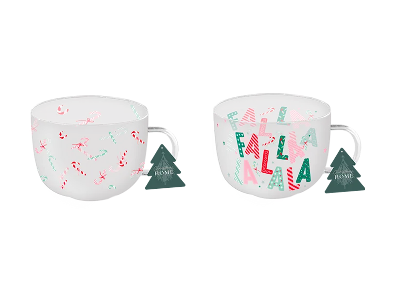 Gem Imports 2 Pack Mug Festive Print Glass