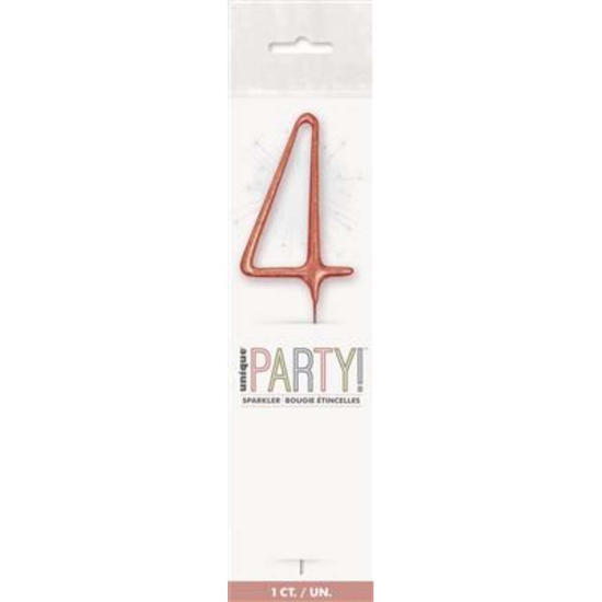 Unique Party Candle Sparkler Number 4 Rose Gold 7
