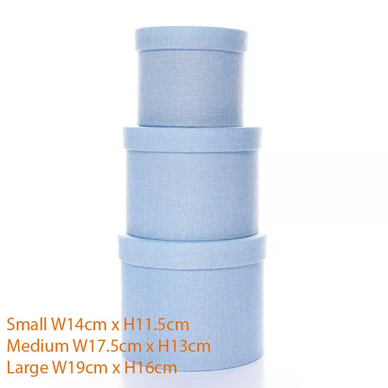 Hat Boxes Textured Blue Set of 3 (Asst Sizes)