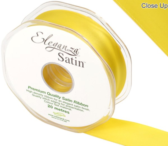 Eleganza Satin Ribbon Yellow 25mm x 20m