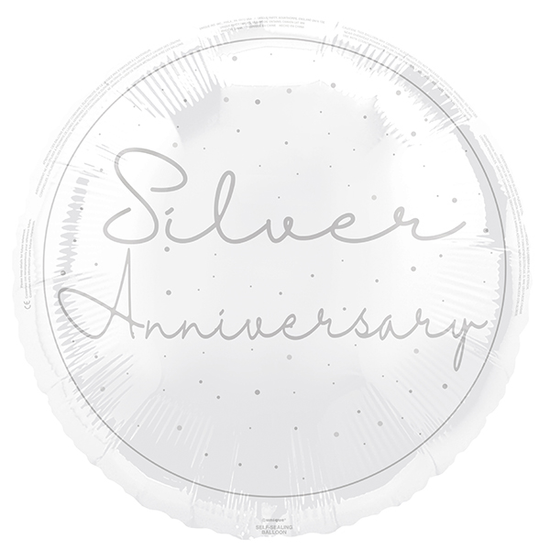 Unique Foil Balloon Silver Anniversary 18"