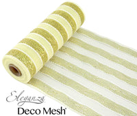 Eleganza Deco Mesh Gold/Ivory Stripe 25cm x 9.1m