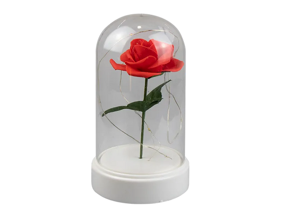 LED Rose Cloche 19cm (Batteries Not Included)