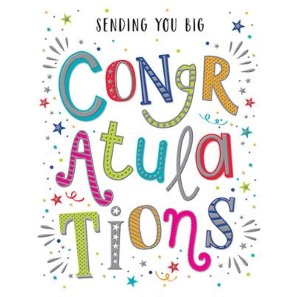 Set of six Regal C50 Everyday Congratulations cards featuring colorful designs and uplifting messages for special occasions.