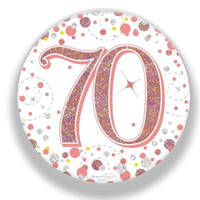 Oaktree Sparkling Fizz Badge Age 70 Rose Gold 3