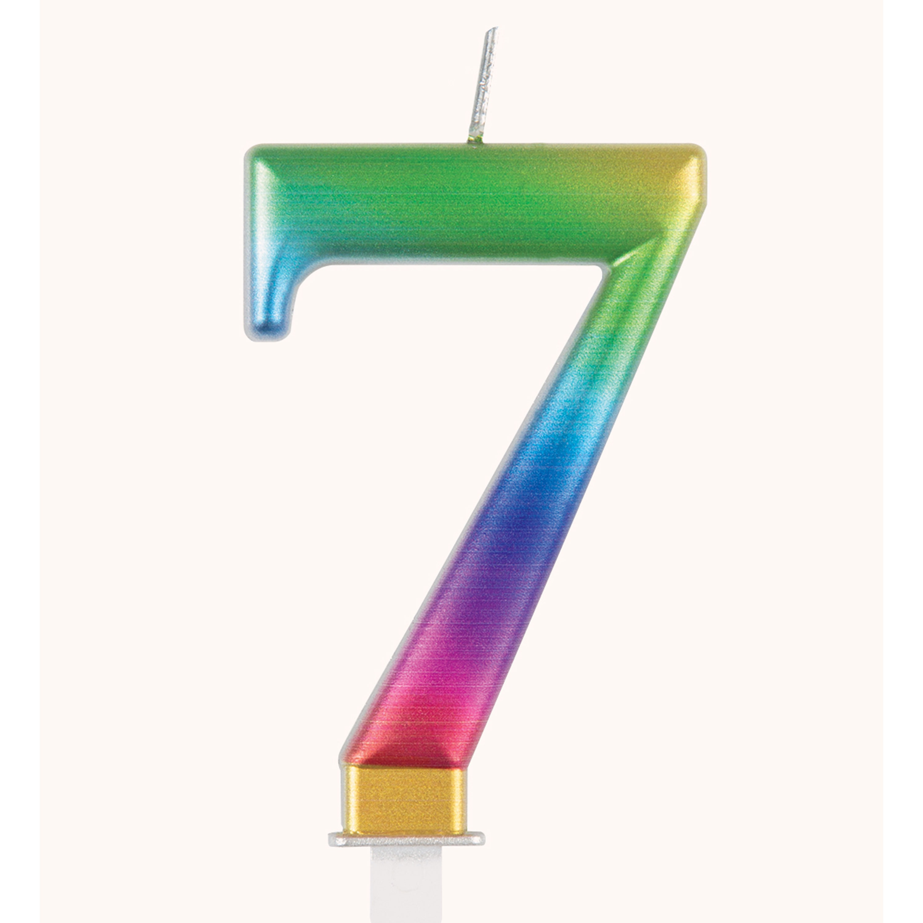 Unique Party Candle Number 7 Metallic Rainbow