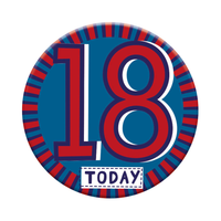 Six small Tiger Feet birthday badges featuring the number 18, perfect for celebrating 18th birthdays.