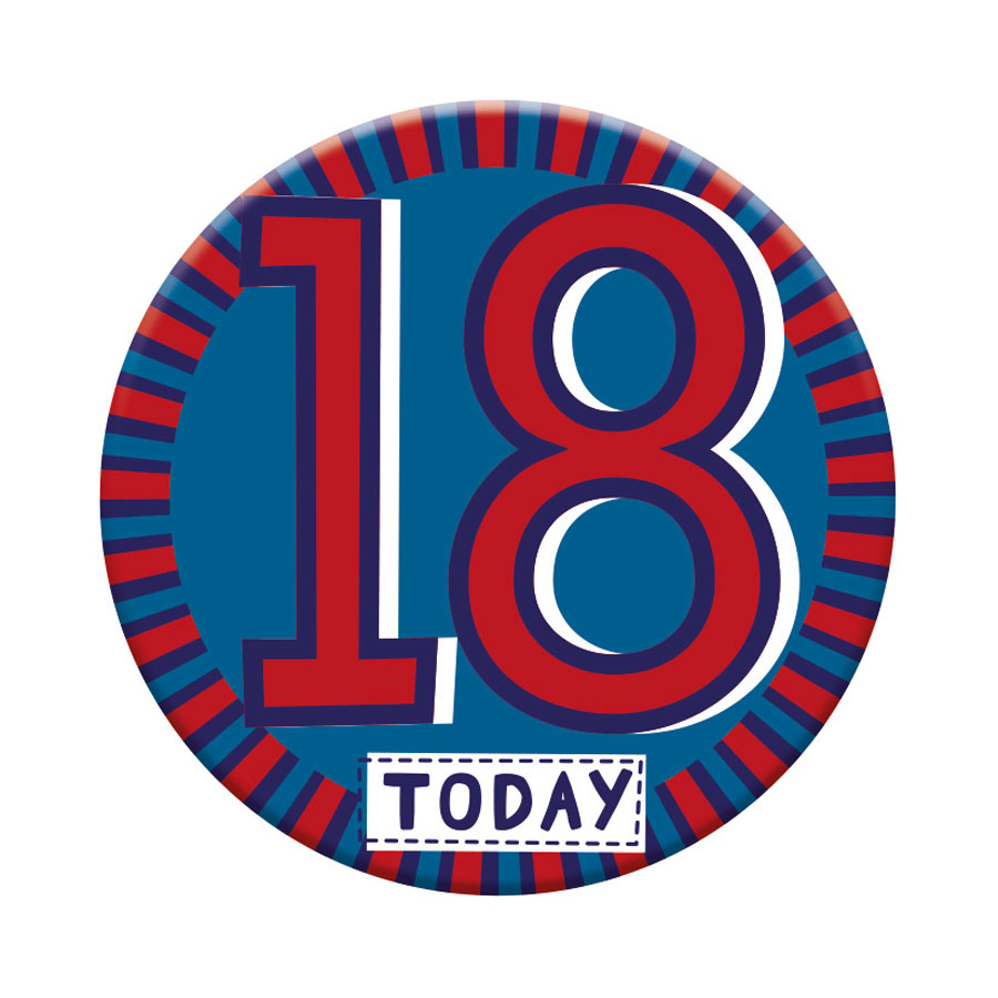 Six small Tiger Feet birthday badges featuring the number 18, perfect for celebrating 18th birthdays.