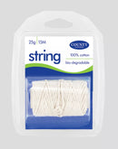 White cotton string twine from County Stationery, 15 meters long, ideal for crafts and packaging, shown in a close-up image.