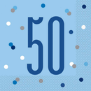 Blue Glitz 50th Birthday Lunch Napkins 16pk