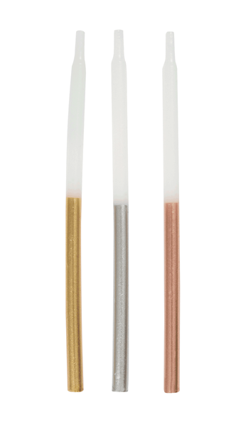 Unique Tall Candle Metallic Dipped 12.5" 12pk