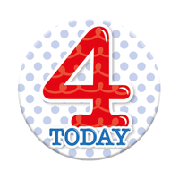 Six small Tiger Feet birthday badges displaying the number 4, perfect for children's birthday celebrations.