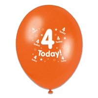 Tiger Feet Age 4 Birthday 10" Balloons 6x8pk