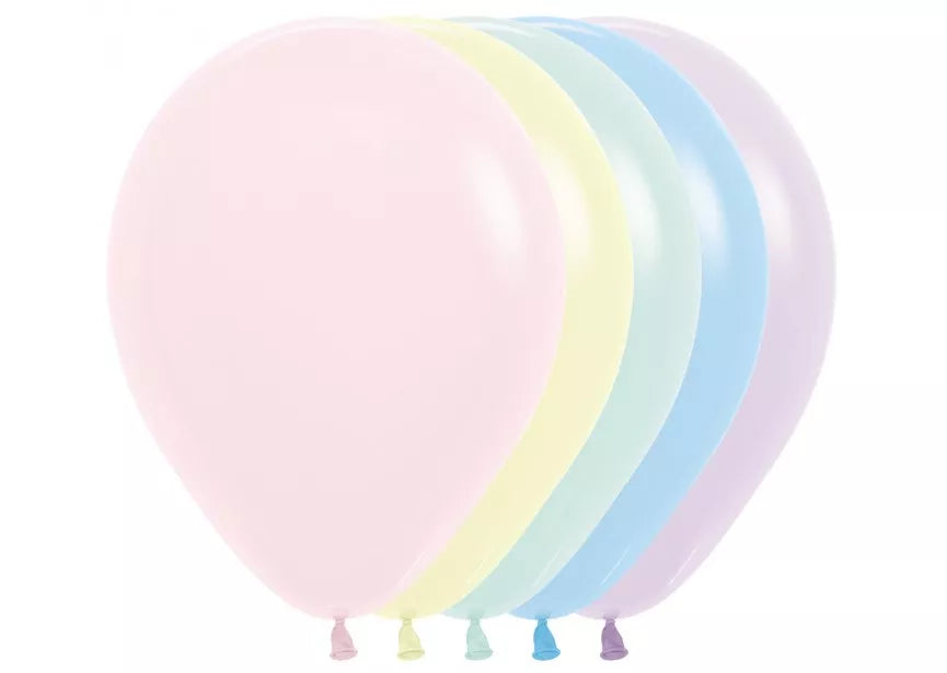 Sempertex 12-pack pastel matte latex balloons, 12-inch decorative balloons for parties and events.