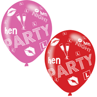 Hen Party Pink & Red 11" Latex Balloons 6pk