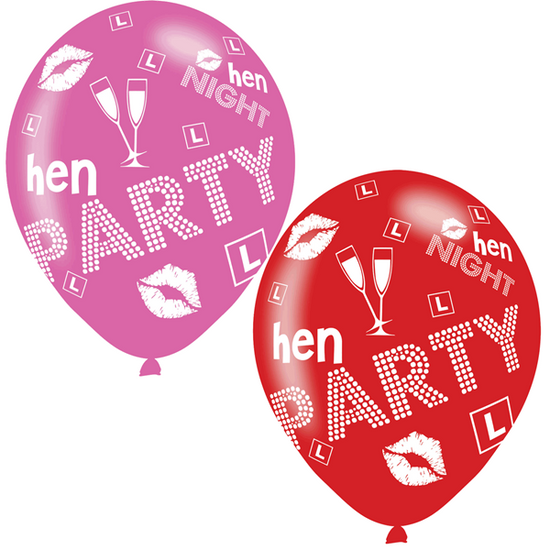 Hen Party Pink & Red 11" Latex Balloons 6pk