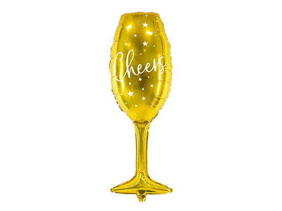 Gold Wine Glass Cheers 31" Foil Balloon