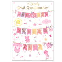 Set of six Prelude C50 New Born from Great-Grandparents greeting cards featuring soft designs for celebrating a new baby.