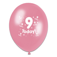 6 x 8pk Latex Balloons Birthday Age 9