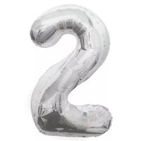 Unique Foil Balloon Silver 34" Number 2
