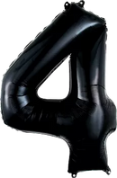 Black 34-inch Anagram foil balloon shaped as the number 4, perfect for celebrations and party decorations.