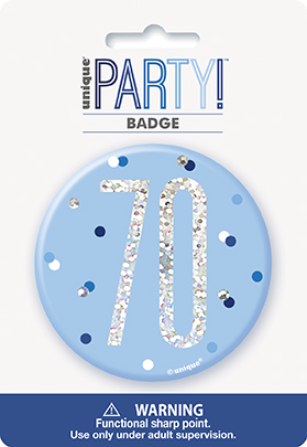 Unique Badge Blue Glitz Age 70 3