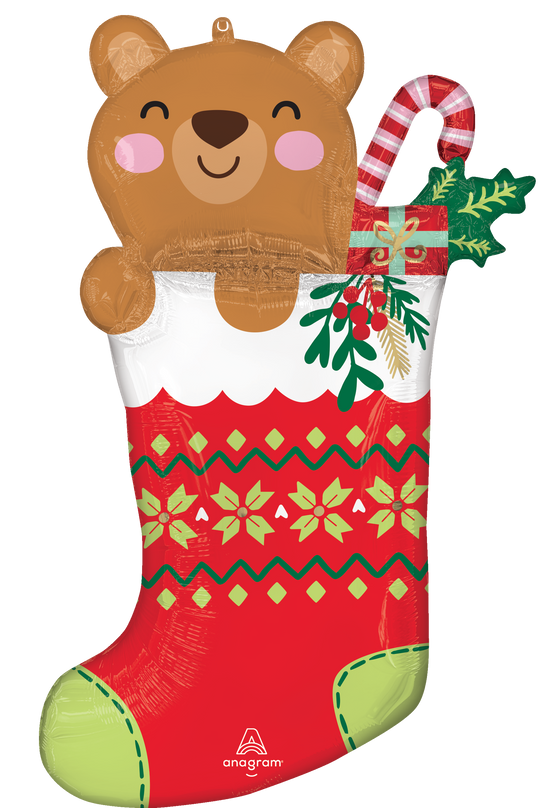 Anagram Beary Christmas Stocking 32" Foil Balloon